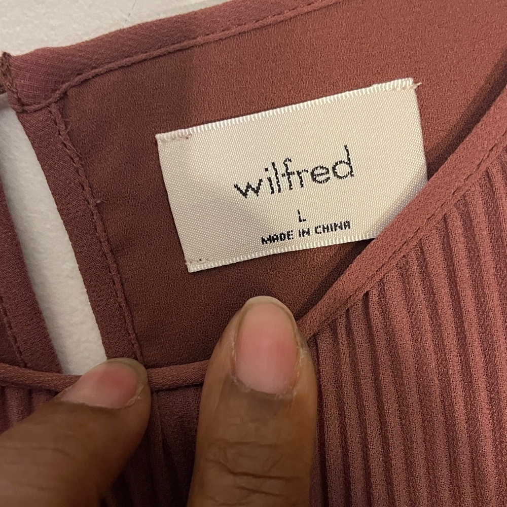 Wilfred Rust-Brown Pleated Long-Sleeve Mini Dress - Picture 5 of 8